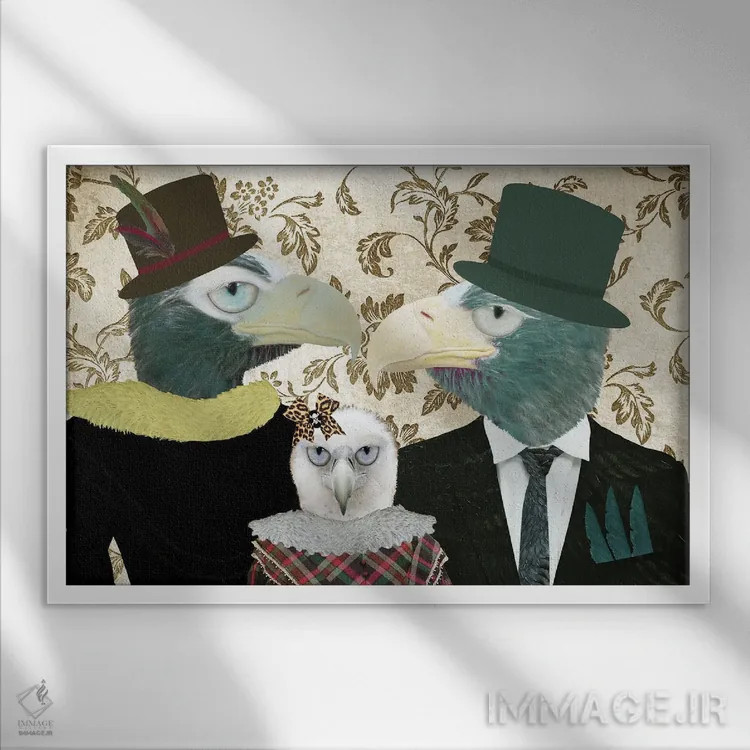 تابلو عقابها (گروه موسیقی یا پرنده) اثر کارولین کسلسی - نمای قابدار سفید