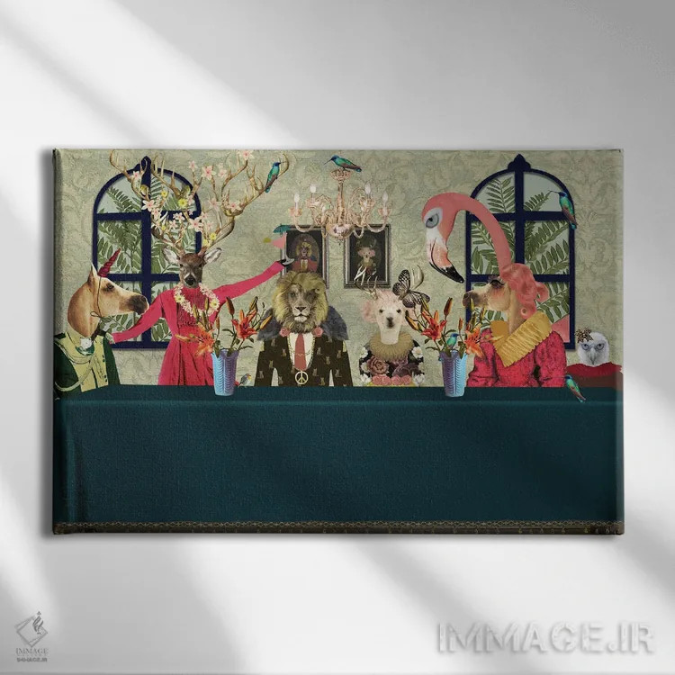 تابلو جانوران مهمانی اثر کارولین کسلسی - نمای روبهرو روی دیوار