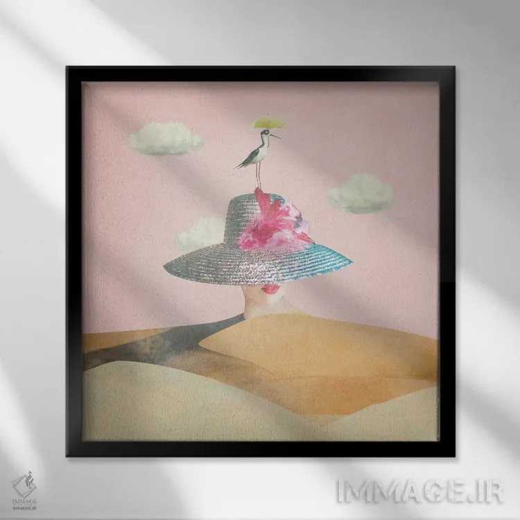 تابلو بانوی صورتیپوش اثر کارولین کسلسی - نمای قابدار مشکی