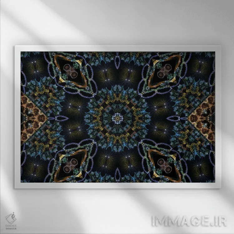 تابلو کالیدوسکوپ حشیش ۱۰ (هنر انتزاعی) اثر نائوم دورخمان - نمای قابدار سفید