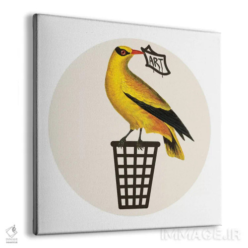تابلو پرنده روی سطل زباله اثر کوکو د پاریس - نمای پرسپکتیو محصول