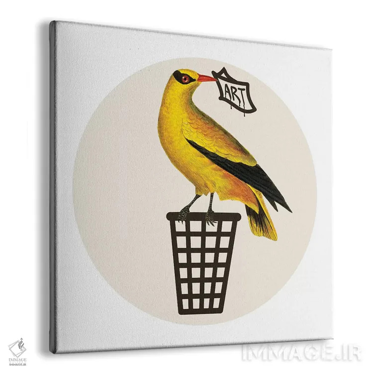 تابلو پرنده روی سطل زباله اثر کوکو د پاریس - نمای پرسپکتیو محصول