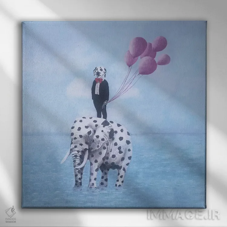 تابلو دالماتین با فیل دالماتینی اثر کوکو د پاریس - نمای روبهرو روی دیوار