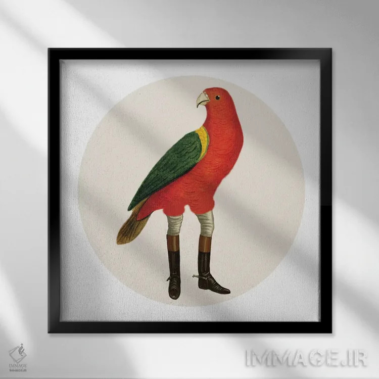 تابلو پرنده با چکمه اثر کوکو د پاریس - نمای قابدار مشکی