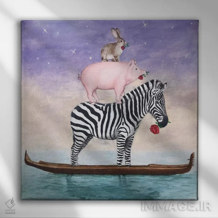 تابلو نوح بعضی حیوانات را فراموش کرد اثر کوکو د پاریس - نمای روبهرو روی دیوار