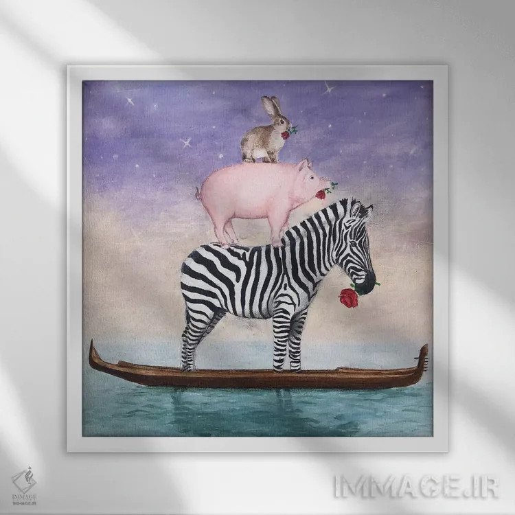 تابلو نوح بعضی حیوانات را فراموش کرد اثر کوکو د پاریس - نمای قابدار سفید