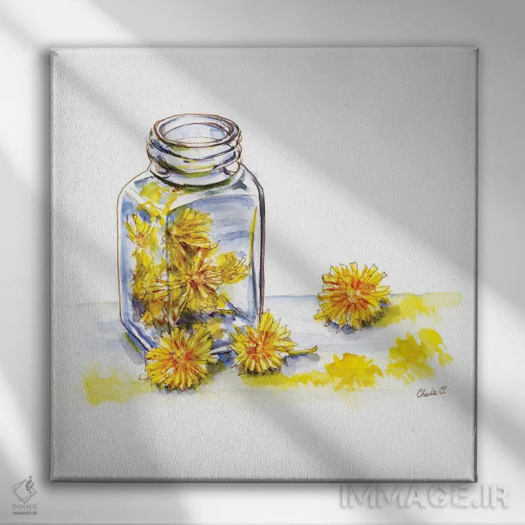 تابلو نقاشی با قاصدکها اثر چارلی اوشیلدز - نمای روبهرو روی دیوار