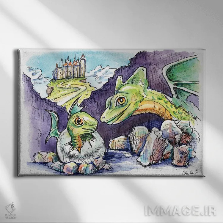 تابلو رویای اژدها اثر چارلی اوشیلدز - نمای روبهرو روی دیوار