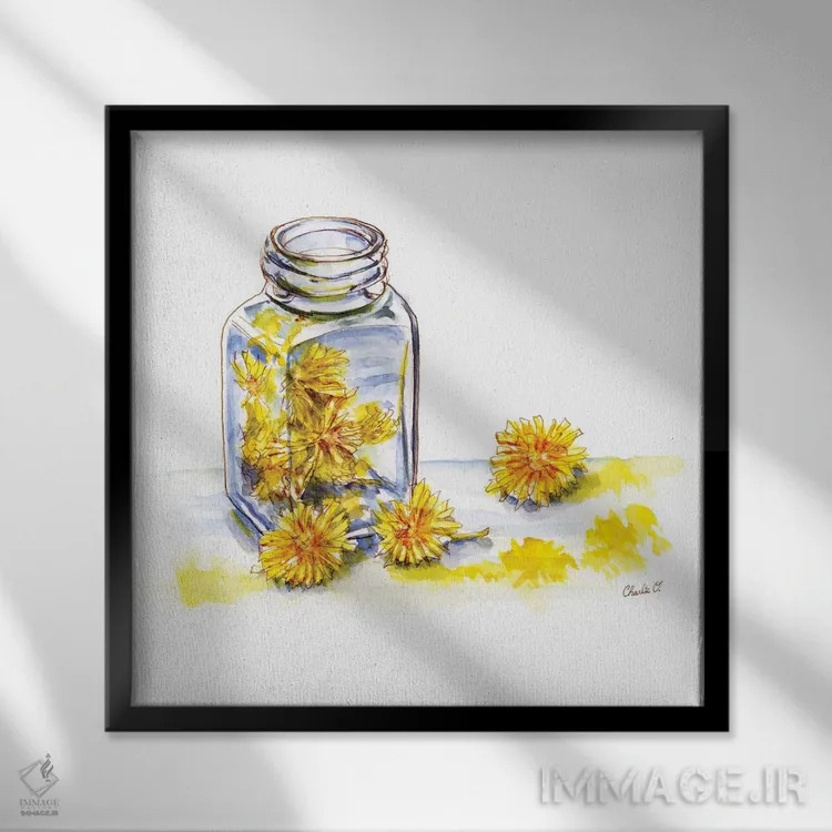 تابلو نقاشی با قاصدکها اثر چارلی اوشیلدز - نمای قابدار مشکی