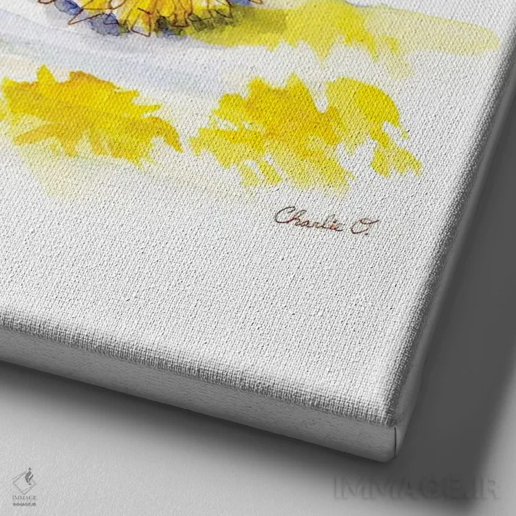 تابلو نقاشی با قاصدکها اثر چارلی اوشیلدز - نمای نزدیک بافت بوم