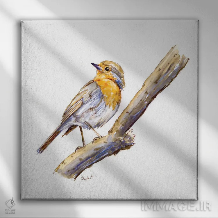 تابلو روز نقاشی پرنده اثر چارلی اوشیلدز - نمای روبهرو روی دیوار