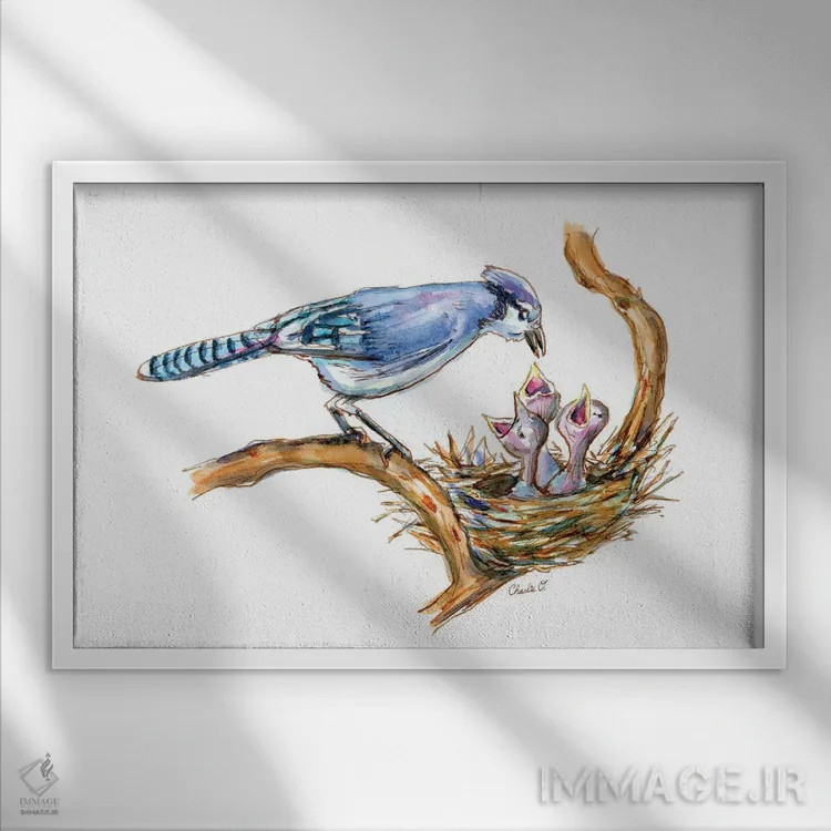 تابلو غذا خوردن در خانه اثر چارلی اوشیلدز - نمای قابدار سفید