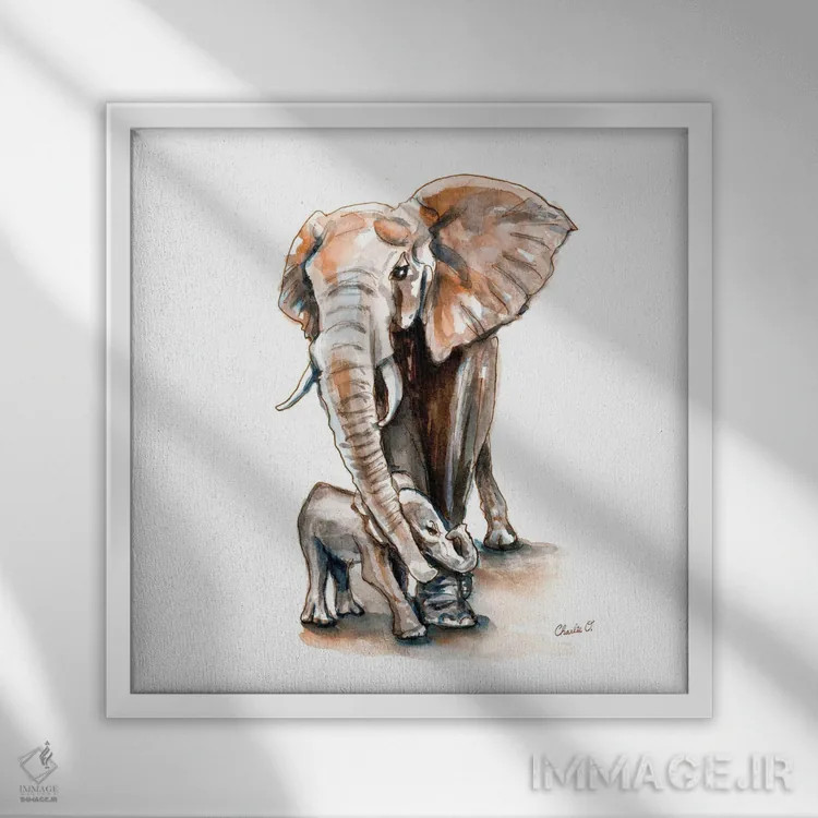 تابلو روز قدردانی از فیل اثر چارلی اوشیلدز - نمای قابدار سفید