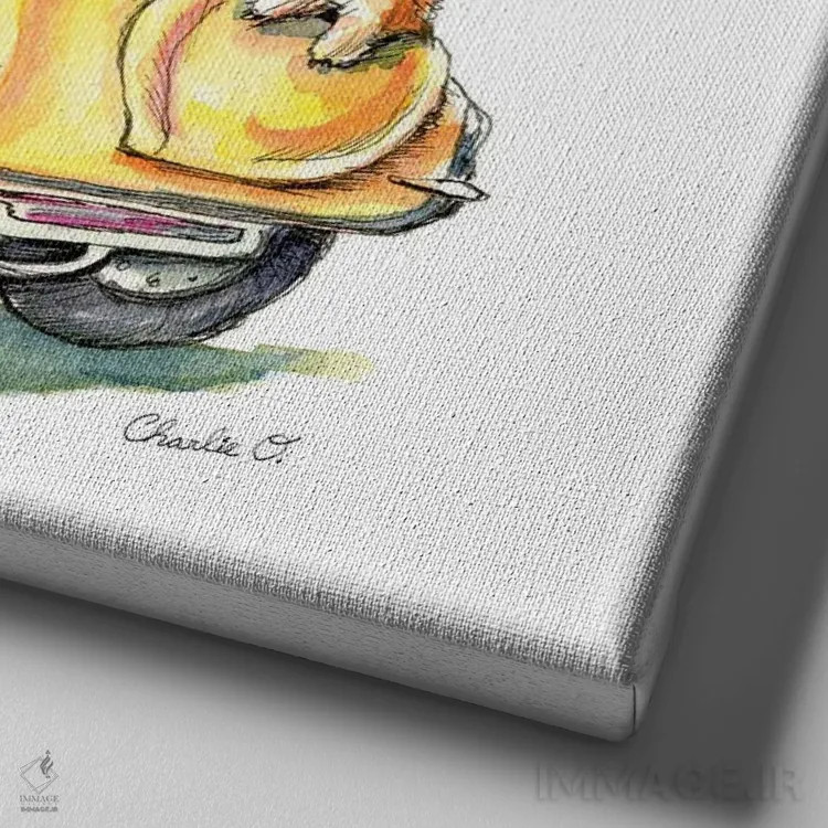 تابلو گردش خانوادگی اثر چارلی اوشیلدز - نمای نزدیک بافت بوم