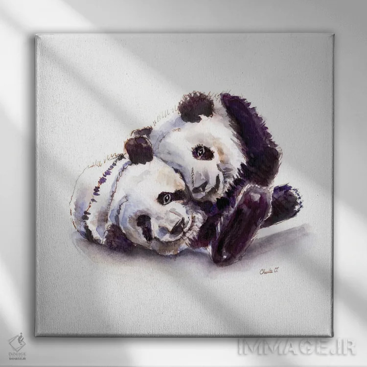 تابلو عشق پاندا غولپیکر اثر چارلی اوشیلدز - نمای روبهرو روی دیوار