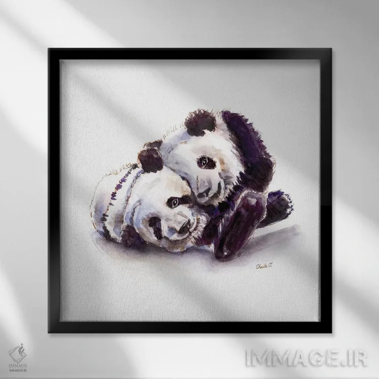 تابلو عشق پاندا غولپیکر اثر چارلی اوشیلدز - نمای قابدار مشکی