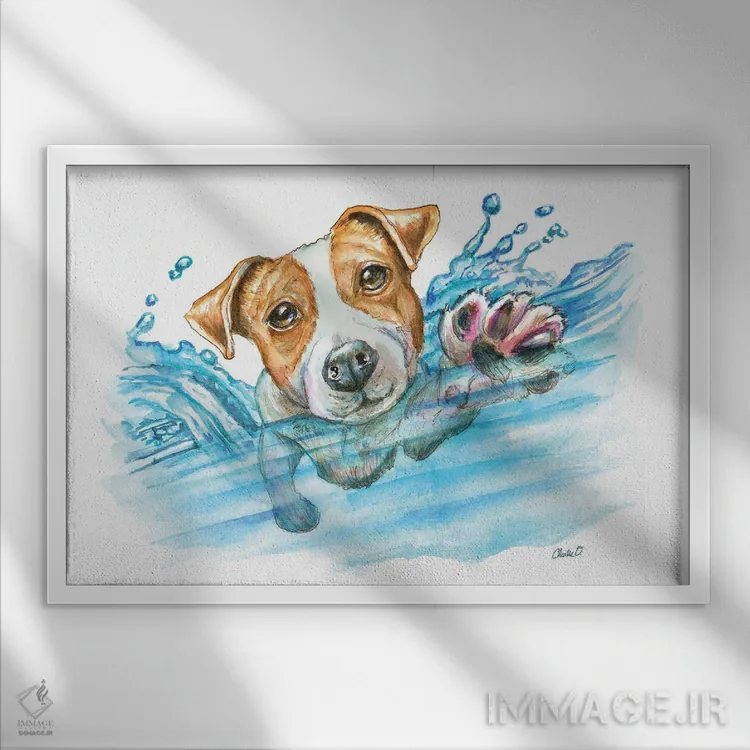 تابلو سر بالاتر از آب اثر چارلی اوشیلدز - نمای قابدار سفید