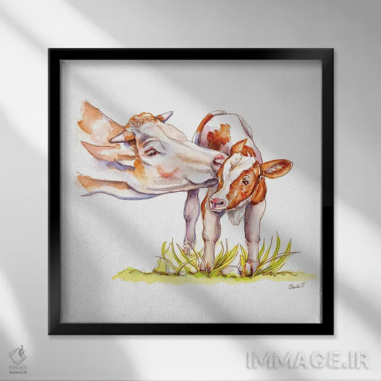 تابلو حال این گاو قهوهای چگونه است؟ اثر چارلی اوشیلدز - نمای قابدار مشکی