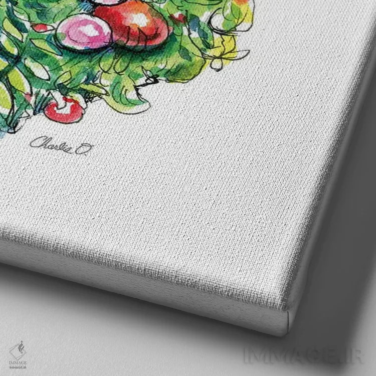 تابلو شادی تعطیلات اثر چارلی اوشیلدز - نمای نزدیک بافت بوم