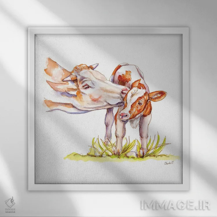 تابلو حال این گاو قهوهای چگونه است؟ اثر چارلی اوشیلدز - نمای قابدار سفید