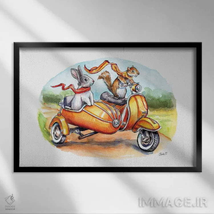 تابلو سواری شاد اثر چارلی اوشیلدز - نمای قابدار مشکی