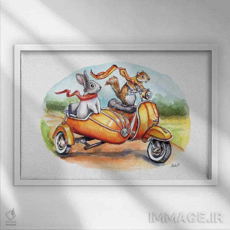 تابلو سواری شاد اثر چارلی اوشیلدز - نمای قابدار سفید