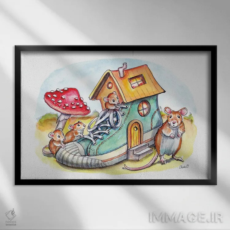 تابلو زندگی در کفش اثر چارلی اوشیلدز - نمای قابدار مشکی