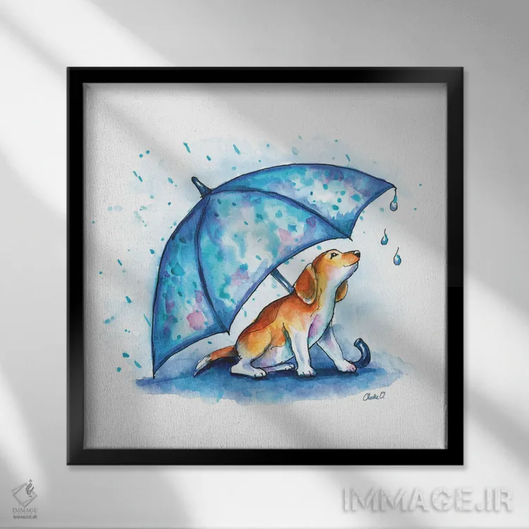 تابلو قطرههای کوچک باران اثر چارلی اوشیلدز - نمای قابدار مشکی