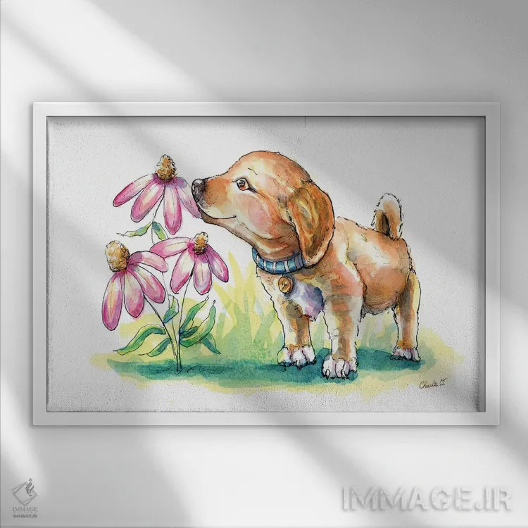 تابلو عاشق طبیعت اثر چارلی اوشیلدز - نمای قابدار سفید