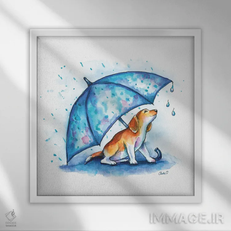 تابلو قطرههای کوچک باران اثر چارلی اوشیلدز - نمای قابدار سفید