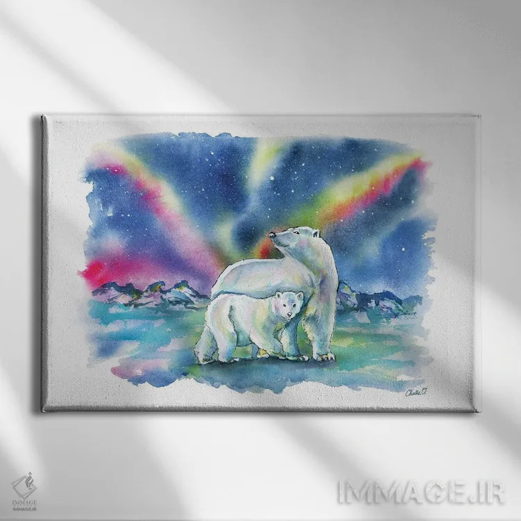 تابلو شفق قطبی (پدیده طبیعی) اثر چارلی اوشیلدز - نمای روبهرو روی دیوار