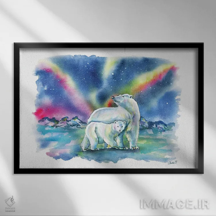 تابلو شفق قطبی (پدیده طبیعی) اثر چارلی اوشیلدز - نمای قابدار مشکی