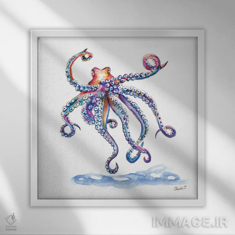 تابلو ملاقات با یک اختاپوس اثر چارلی اوشیلدز - نمای قابدار سفید