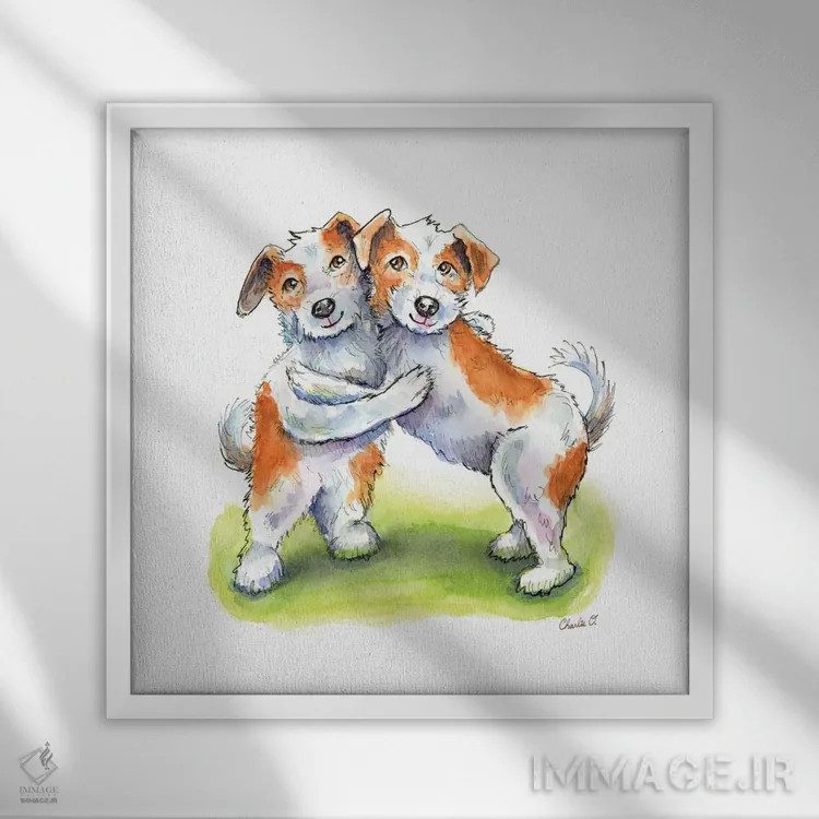 تابلو دیدار با دوستان اثر چارلی اوشیلدز - نمای قابدار سفید