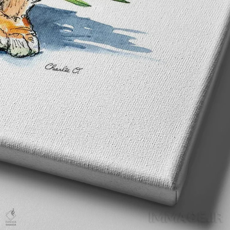 تابلو یک بچه ببر اثر چارلی اوشیلدز - نمای نزدیک بافت بوم