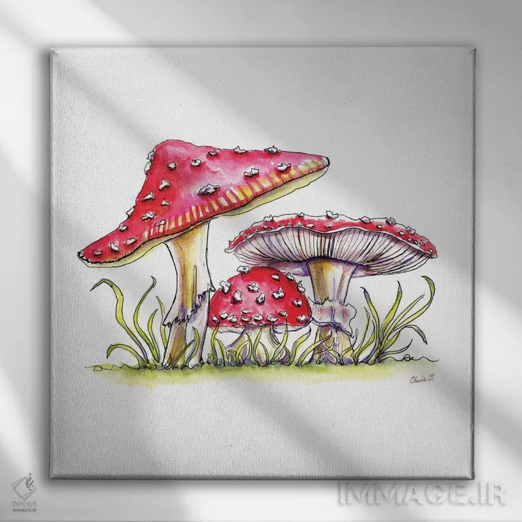 تابلو قارچهای قصهای اثر چارلی اوشیلدز - نمای روبهرو روی دیوار