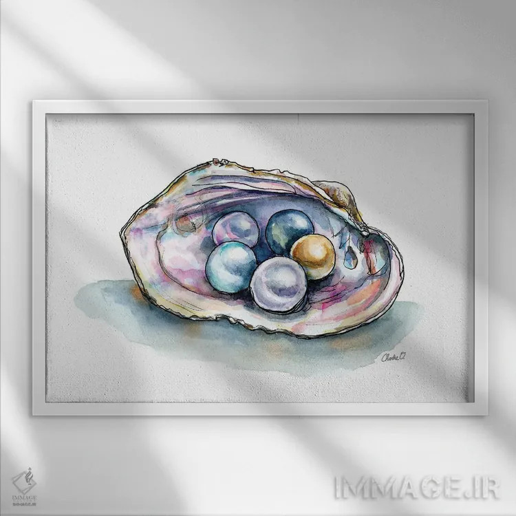 تابلو رنگ مرواریدها اثر چارلی اوشیلدز - نمای قابدار سفید