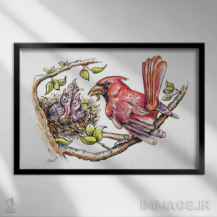 تابلو جوجهپرندههای کوچک اثر چارلی اوشیلدز - نمای قابدار مشکی