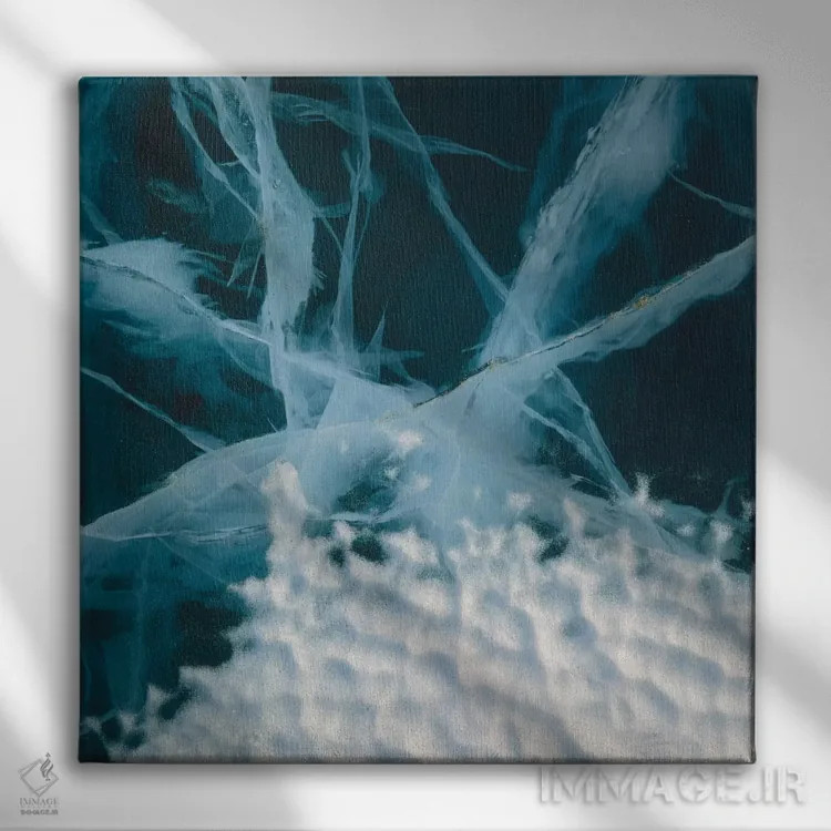 تابلو انتزاعی از یخ مرمری، قطب جنوب اثر کالین مونتیث - نمای روبهرو روی دیوار
