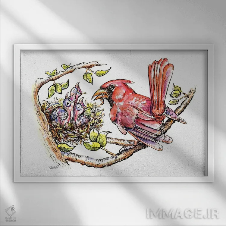 تابلو جوجهپرندههای کوچک اثر چارلی اوشیلدز - نمای قابدار سفید