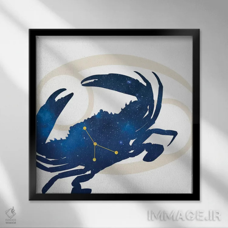 تابلو ستارگان برج سرطان (خرچنگ) اثر فایو بای فایو کالکتیو - نمای قابدار مشکی