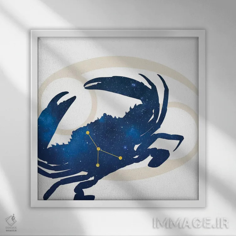 تابلو ستارگان برج سرطان (خرچنگ) اثر فایو بای فایو کالکتیو - نمای قابدار سفید