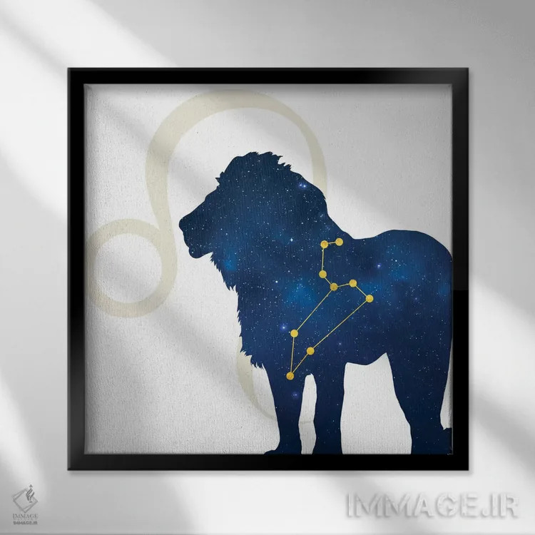 تابلو ستارگان برج اسد (شیر) اثر فایو بای فایو کالکتیو - نمای قابدار مشکی