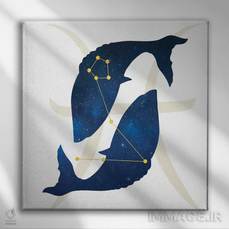 تابلو ستارگان برج حوت (ماهی) اثر فایو بای فایو کالکتیو - نمای روبهرو روی دیوار