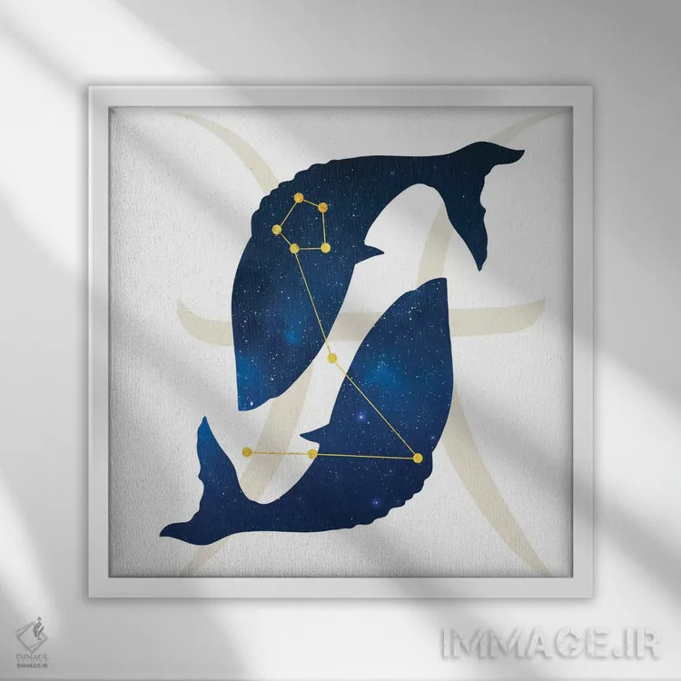 تابلو ستارگان برج حوت (ماهی) اثر فایو بای فایو کالکتیو - نمای قابدار سفید