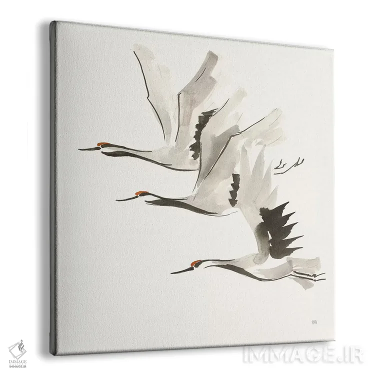 تابلو درناهای ذن شماره دو (رنگ گرم) اثر کریس پاشکه - نمای پرسپکتیو محصول