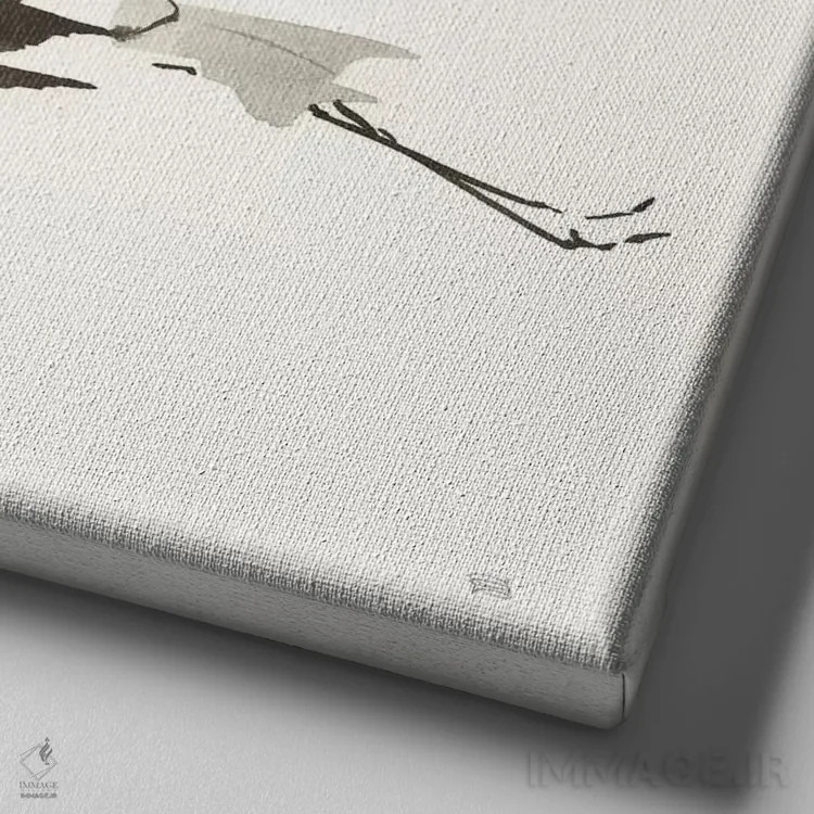 تابلو درناهای ذن شماره یک (رنگ گرم) اثر کریس پاشکه - نمای نزدیک بافت بوم