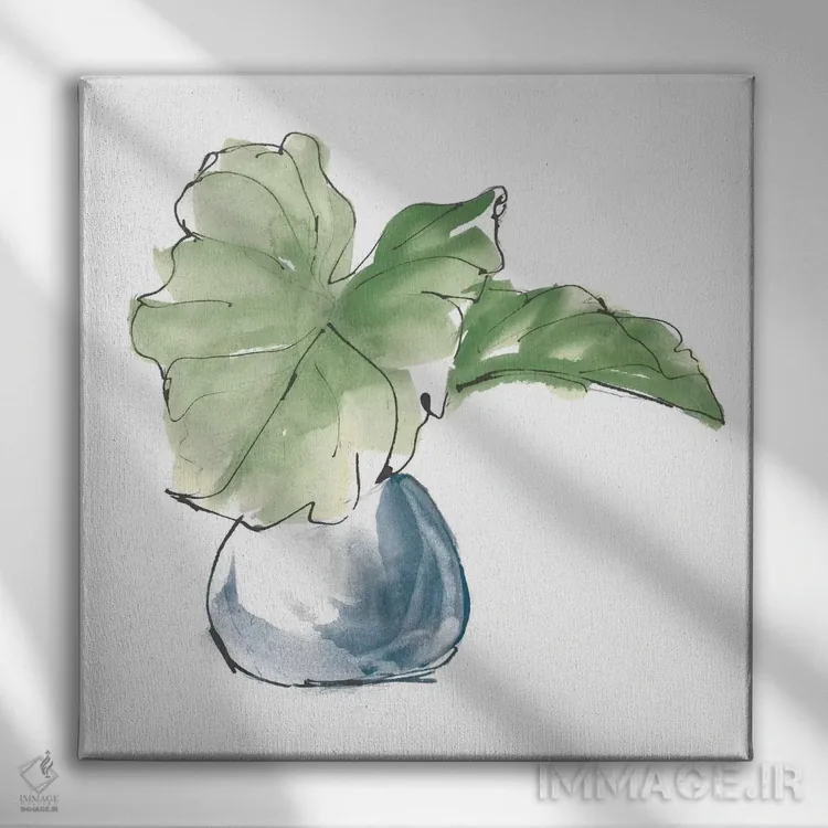 تابلو برگ بزرگ گیاه شماره یک (سبز تیره) اثر کریس پاشکه - نمای روبهرو روی دیوار