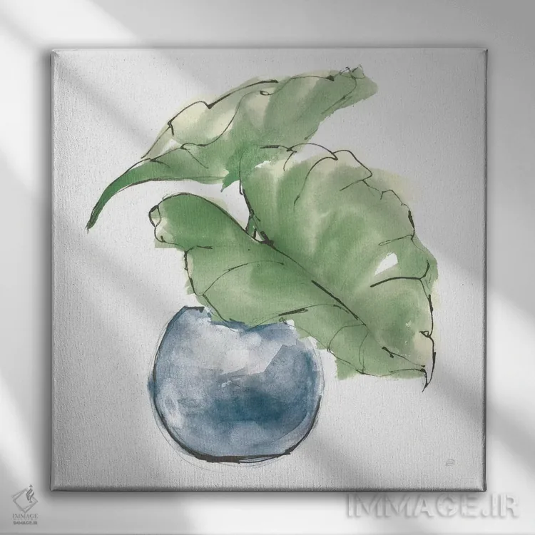 تابلو برگ بزرگ گیاه شماره سه (سبز تیره) اثر کریس پاشکه - نمای روبهرو روی دیوار