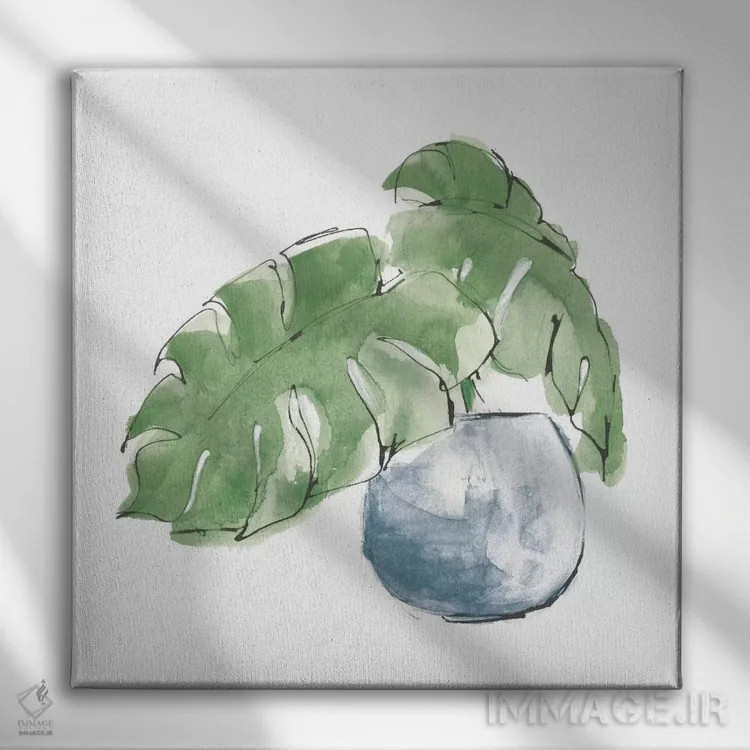 تابلو برگ بزرگ گیاه شماره چهار (سبز تیره) اثر کریس پاشکه - نمای روبهرو روی دیوار